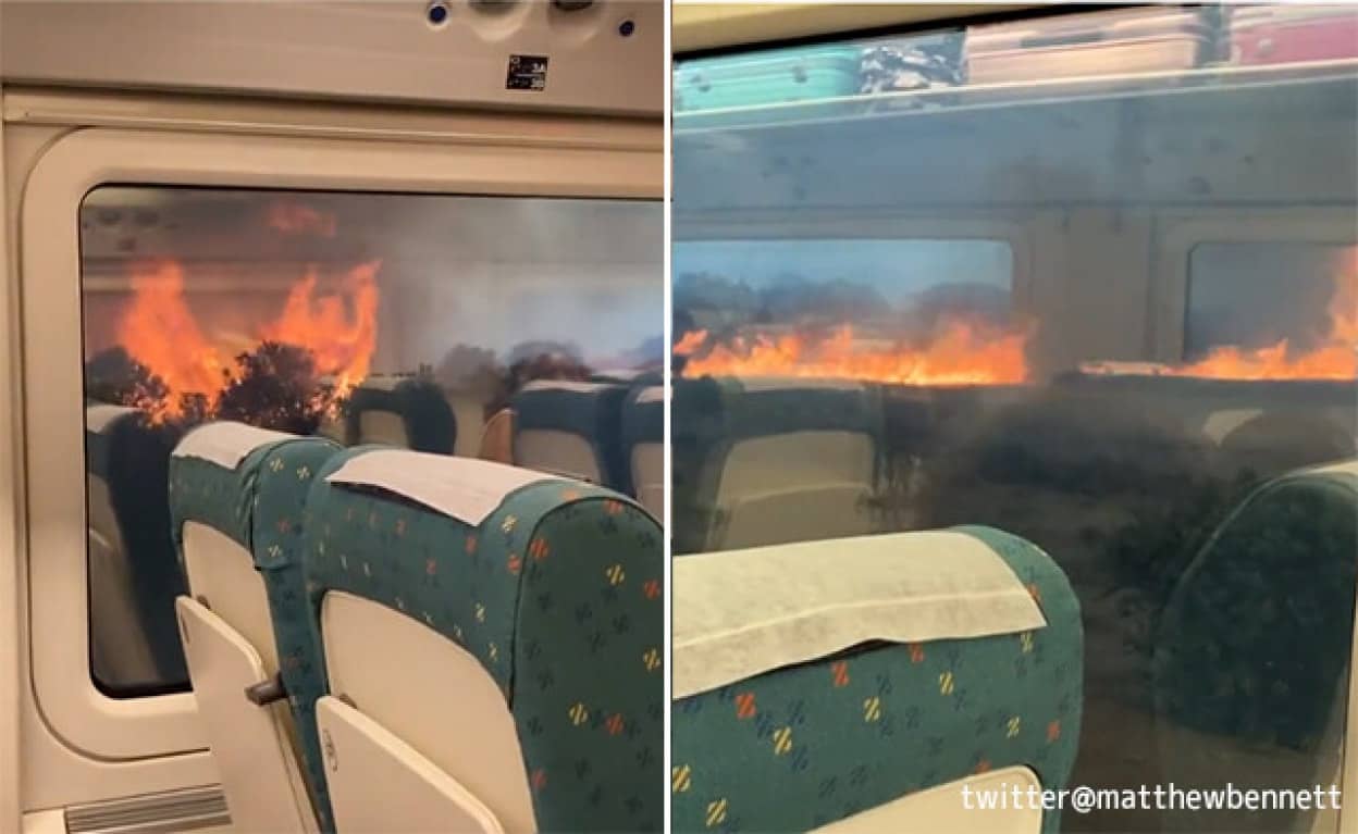 ヨーロッパを襲う熱波 山火事に囲まれた列車が緊急停車する事態に ニコニコニュース