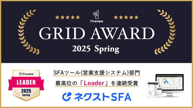 営業支援ツール「ネクストSFA」が「ITreview Grid Award 2025 | ニコニコニュース