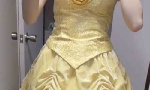 ディズニープリンセス風のドレスを買った女性→しっくりこず、手直し
