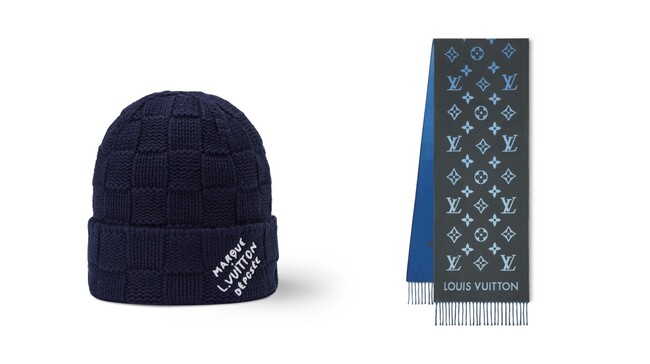 最終お値下げ　2　ルイヴィトン　マフラー　ニット　缶バッチ ルイ・ヴィトン】秋冬の装いにぴったりな新作メンズニット帽とマフラー