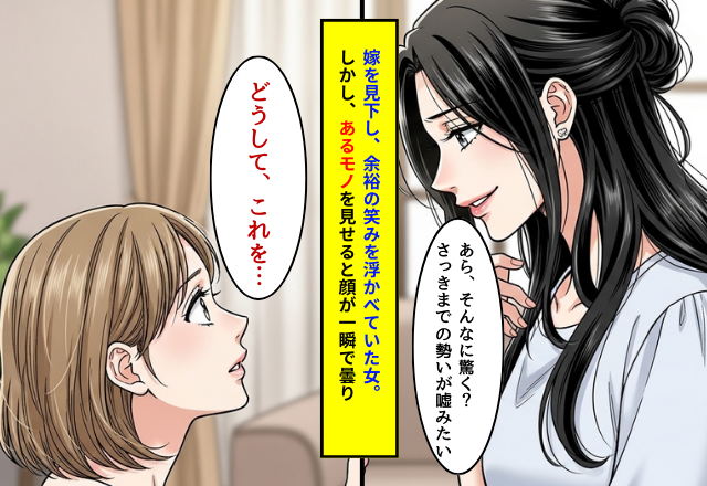 妻を見下し”余裕の笑み”の浮気女！？だが妻が差し出した【あるモノ】を見て浮気女の笑みが消えた話 | ニコニコニュース