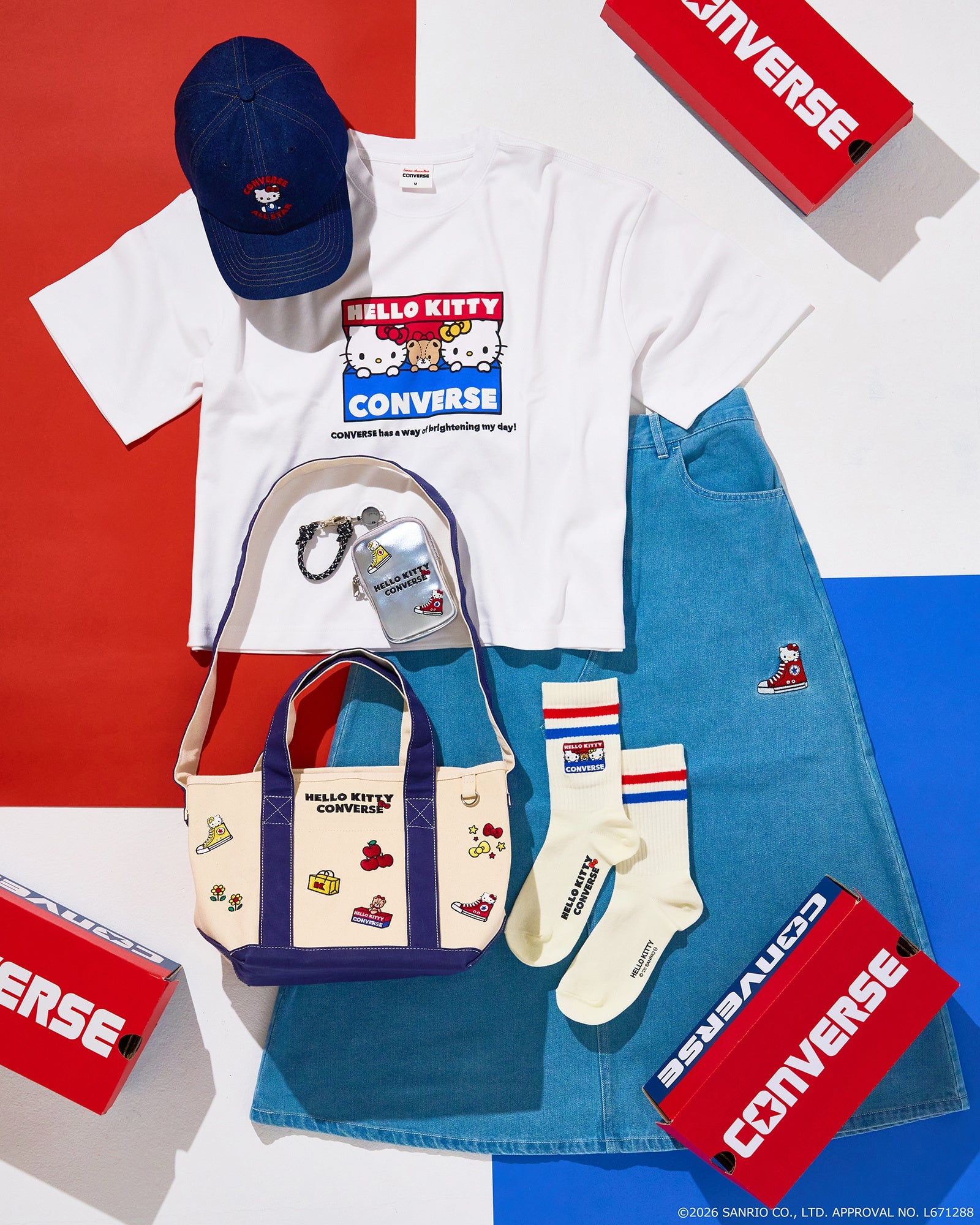 PLAZA限定　CONVERSE✖️ HELLO KITTY デニムスカート ハローキティ×コンバース」PLAZA限定コラボ商品が6月11日発売！キティ
