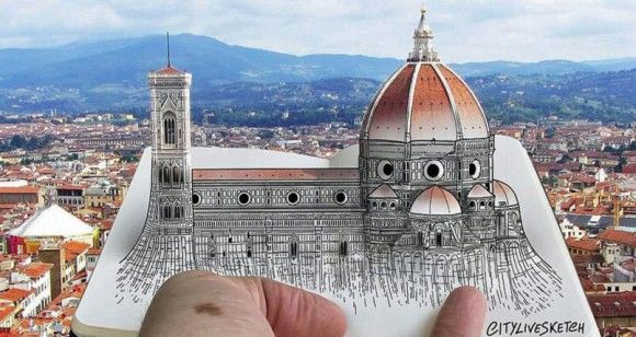 世界の観光地を描いたイラストが本物の景色とドッキング その地に行ってマッチングさせたくなる面白い騙し絵 ニコニコニュース