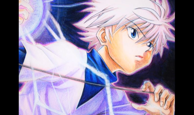 Hunter Hunter キルアを色鉛筆で描いてみた 手のひらの電撃も色の塗り重ねで表現する超絶技巧に 色鉛筆でど ニコニコニュース