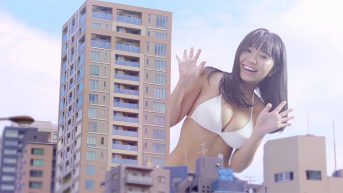 水着姿の 巨大優乃 が街に出現 大原優乃 ゲームアプリ テクテクテクテク が 大型 コラボ ニコニコニュース