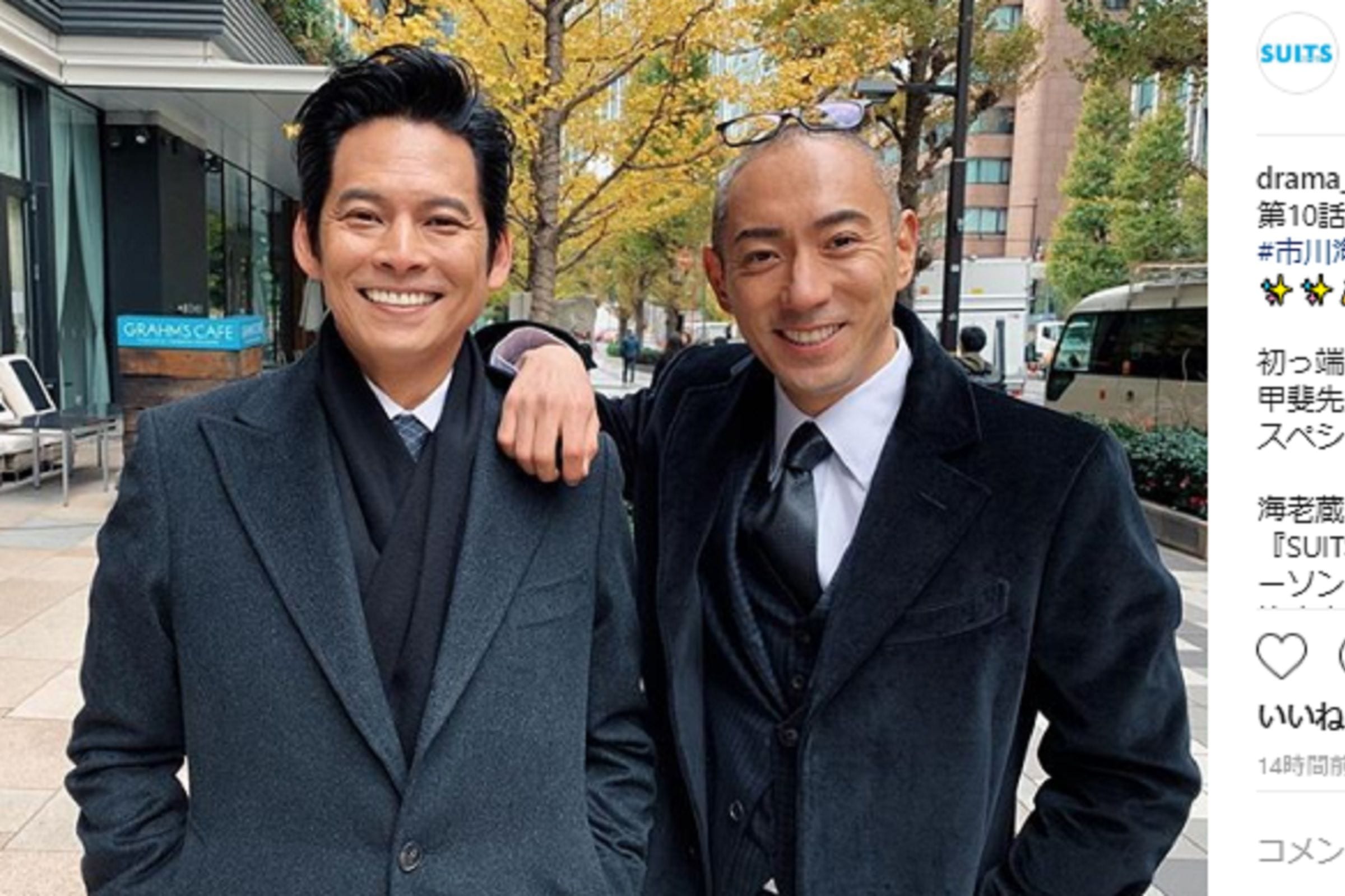 織田裕二の肩に腕を乗せる市川海老蔵 仲良し風2ショット の貫禄がスゴい ニコニコニュース
