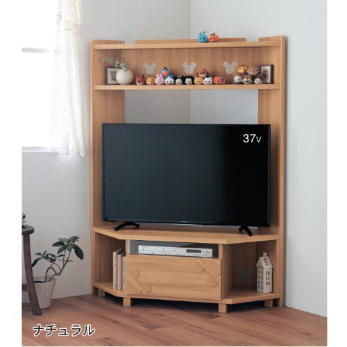 棚にお気に入りグッズをディスプレイ ベルメゾン ディズニーデザイン 上棚付きコーナーテレビ台 ニコニコニュース