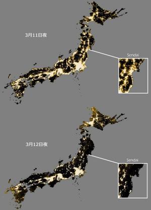 震災後日本はこれだけ暗くなったとわかる衛星写真 震災後東北地方は真っ暗 ニコニコニュース