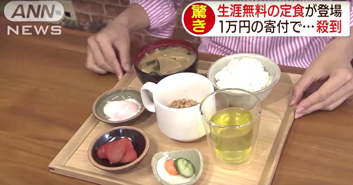 たった1万円の寄付で、一生涯無料で「納豆定食」が食べられる