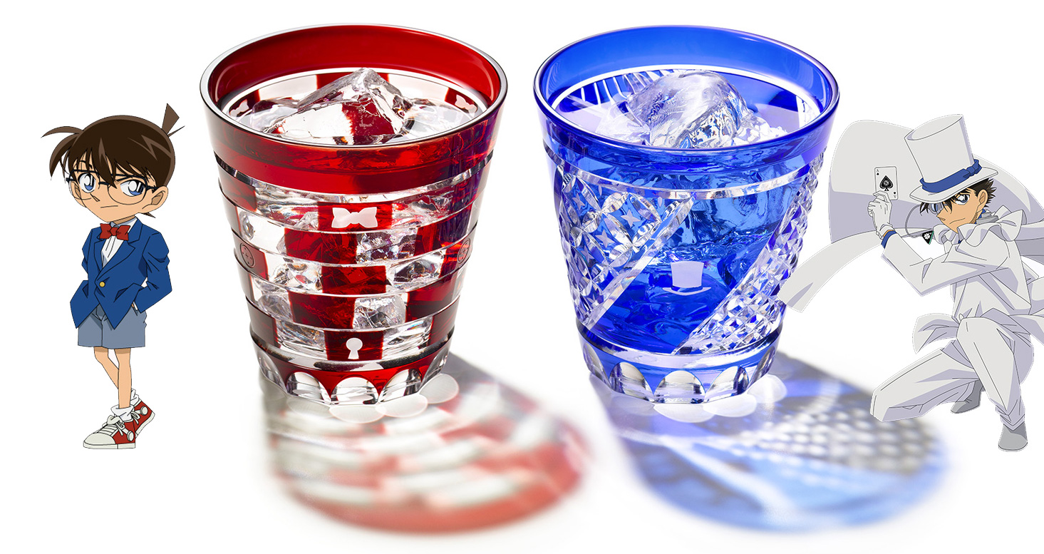 名探偵コナンのコナンと怪盗キッドをイメージした江戸切子グラスが登場 ニコニコニュース
