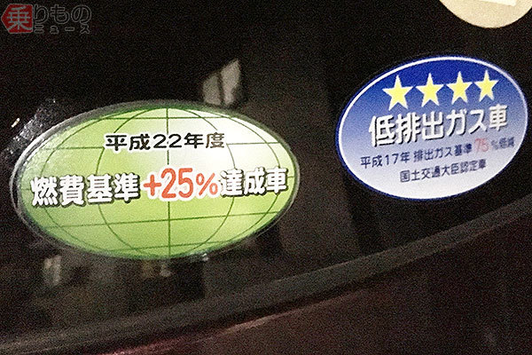 クルマに 燃費基準達成車 ステッカー なぜ貼られている はがすと問題はあるのか ニコニコニュース