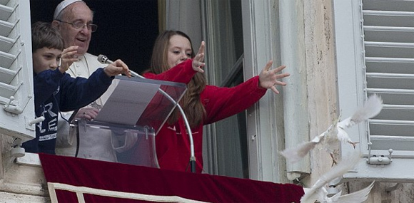 平和を祈るため ローマ教皇が放った2匹の鳩が一瞬にしてカモメとカラスに襲撃される ニコニコニュース