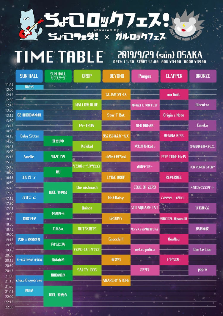 サーキットイベント ちょこロックフェス 19 In Osaka タイムテーブル公開 ニコニコニュース