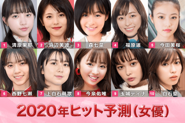 ヒット予測 女優 俳優トップ10発表 ブレイク候補モデルも年代別に選出 ニコニコニュース
