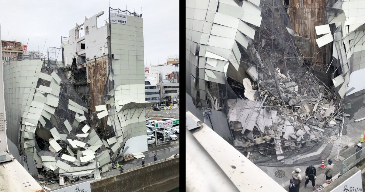 横浜駅西口で解体中のビルが崩壊 凄まじい音が周囲に響き渡った ニコニコニュース