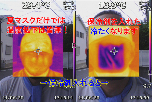 夏マスクをサーモグラフィーで独自調査 全く温度低下の変化無しの実態 本当に冷たくするなら保冷剤付タイプのみの表現で ひ ニコニコニュース