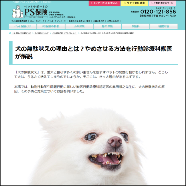 犬の問題行動 犬の無駄吠え ウェブコンテンツ公開 ペット保険 Ps保険 ニコニコニュース
