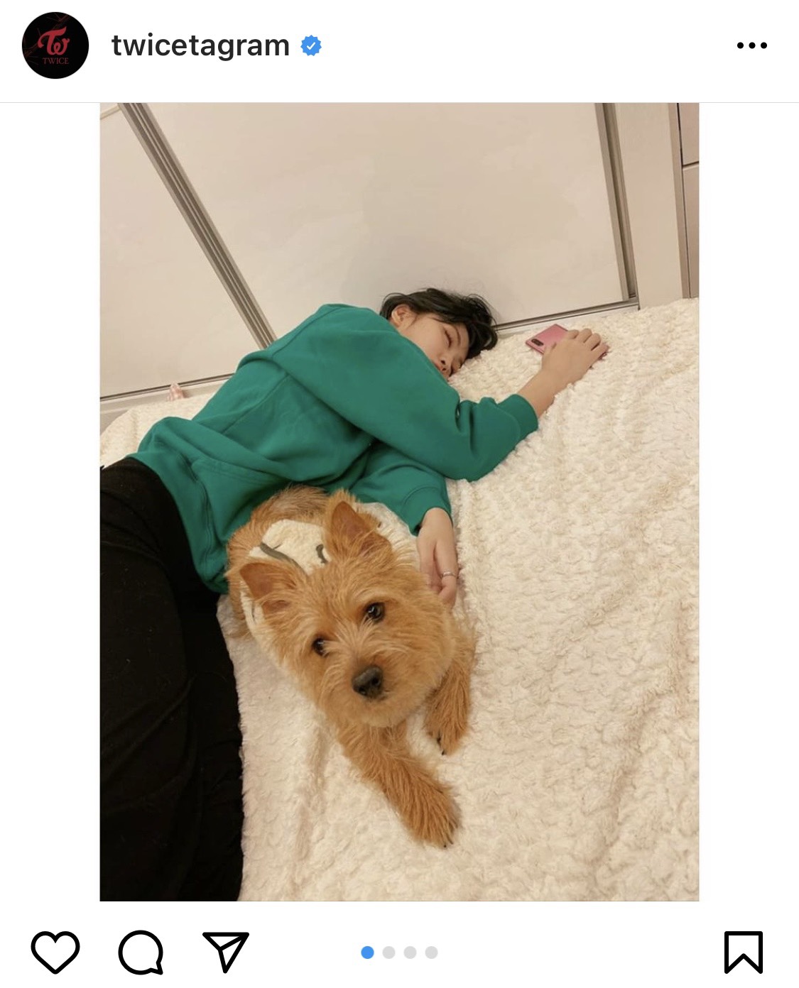 可愛すぎる 眠れる森の美女 Twice モモ 愛犬のそばで眠るリラックスショットに世界中で反響 ニコニコニュース