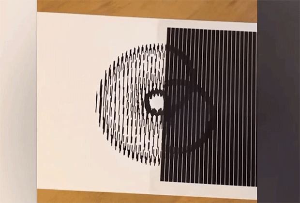 回る回るよ目も回る ストライプのシートを被せると絵が動きだす不思議なイラスト ニコニコニュース