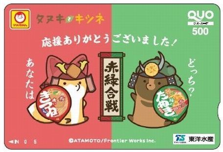 赤いきつね 緑のたぬき 赤緑合戦 投票ありがとう キャンペーン開催 Quoカードプレゼント 東洋水産 ニコニコニュース