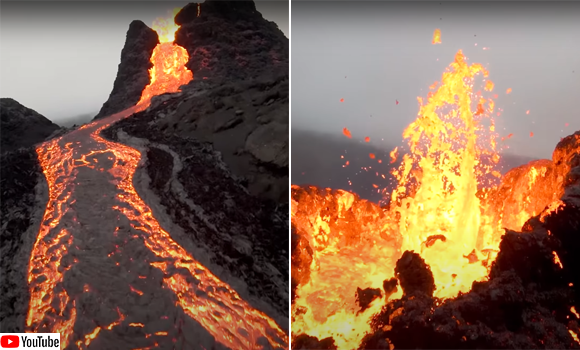 約900年ぶりの噴火 アイスランドの火山噴火を間近で見られるドローン映像がすごい ニコニコニュース
