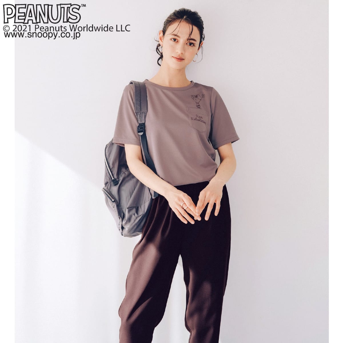 ドライメッシュ生地の快適細見せウェア スヌーピー 吸汗速乾 半袖ポケットｔシャツ ニコニコニュース