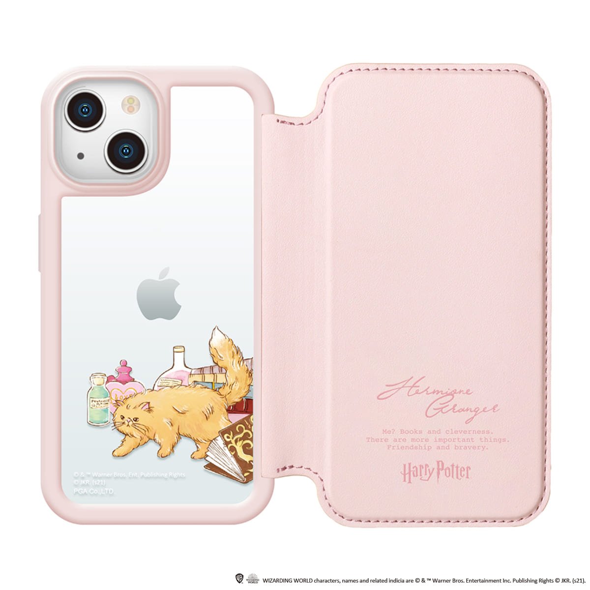 ハーマイオニーにまつわるモチーフがいっぱい Pga ハリー ポッター Iphone 13用 ガラスフリップケース ニコニコニュース